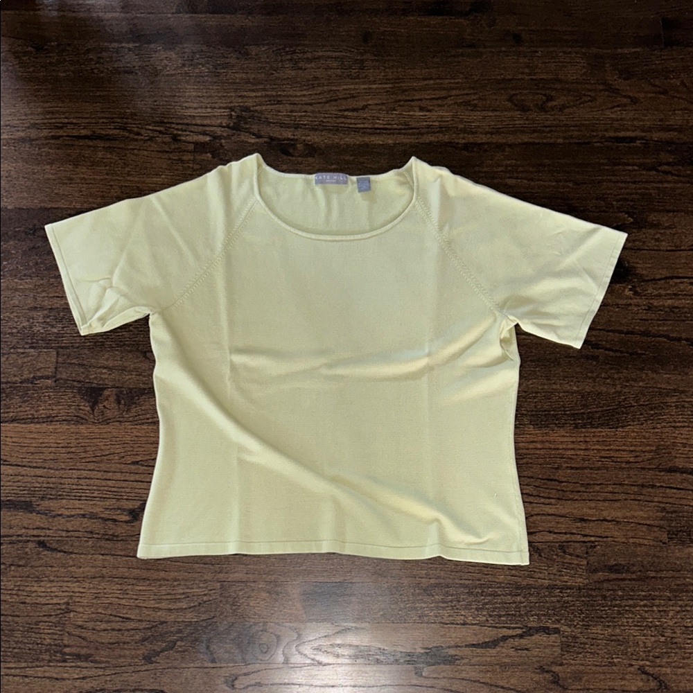Kate Hill Women’s Light Yellow/Beige Short Sleeve Top Size 1X